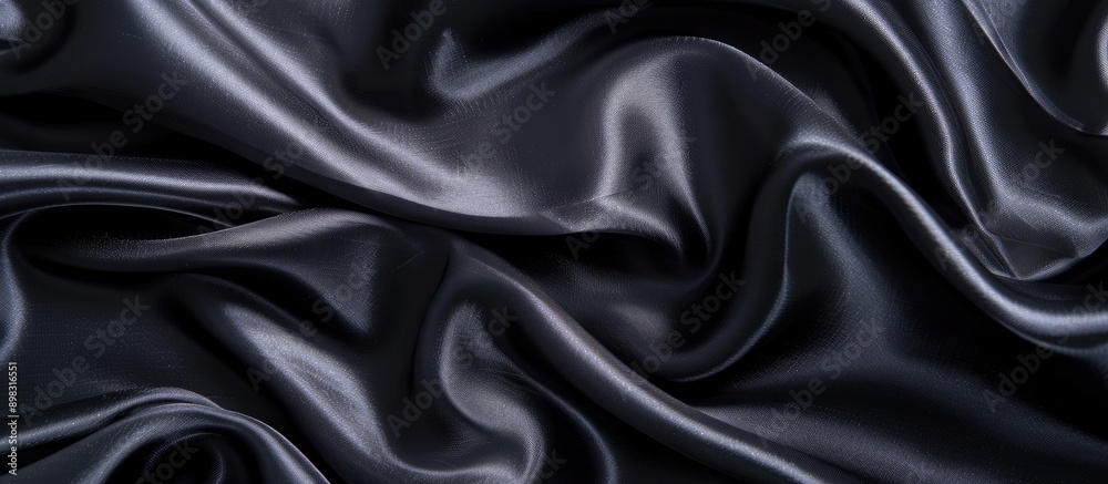 Poster detailed close up of elegantly textured black silk with copy space image