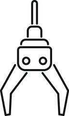 Excavator bucket holding nothing grabbing machine line icon for apps and websites