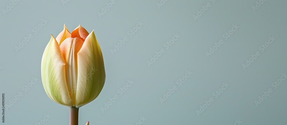 Poster a beautiful tulip bud about to bloom shown in a copy space image