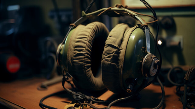 Fone Militar Vintage de Controle de Tr&aacute;fego A&eacute;reo, 