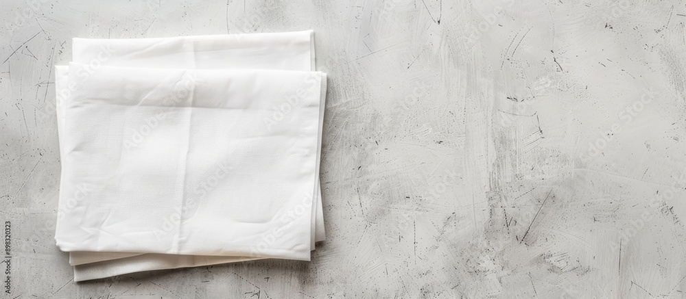 Poster arrange white napkins on a blank background for a copy space image
