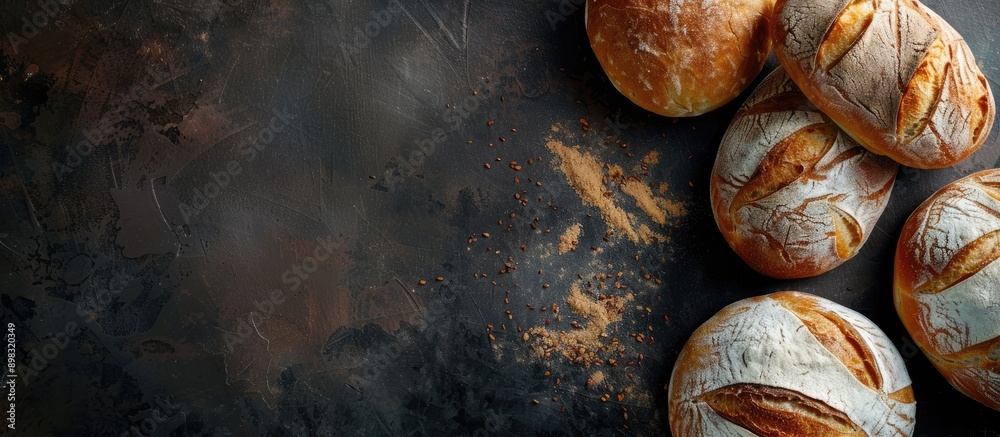Poster Bread on a dark backdrop with ample copy space image