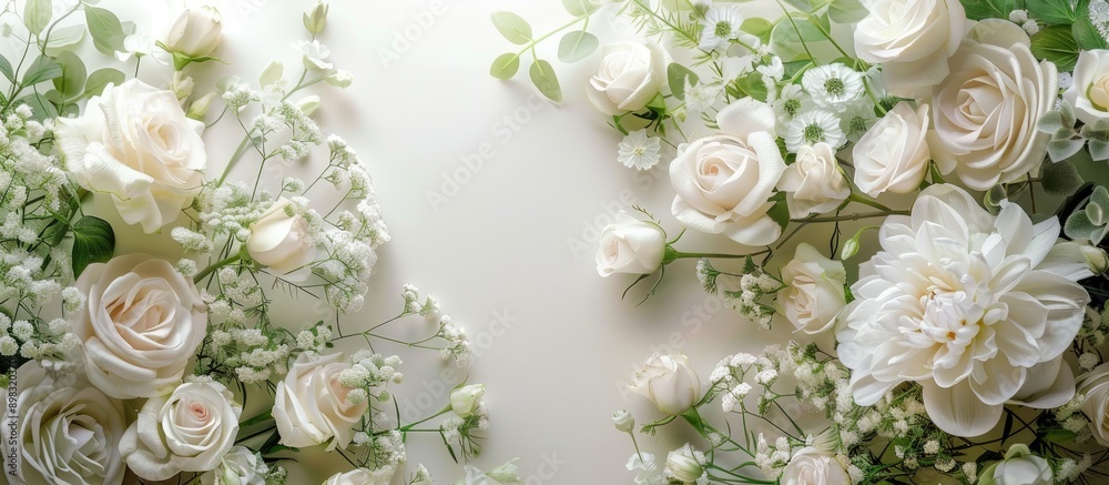Poster consider using flowers as props for a wedding or as a background in a wedding setting suitable for a