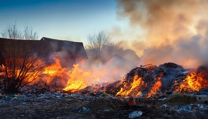 pile of burning rubbish