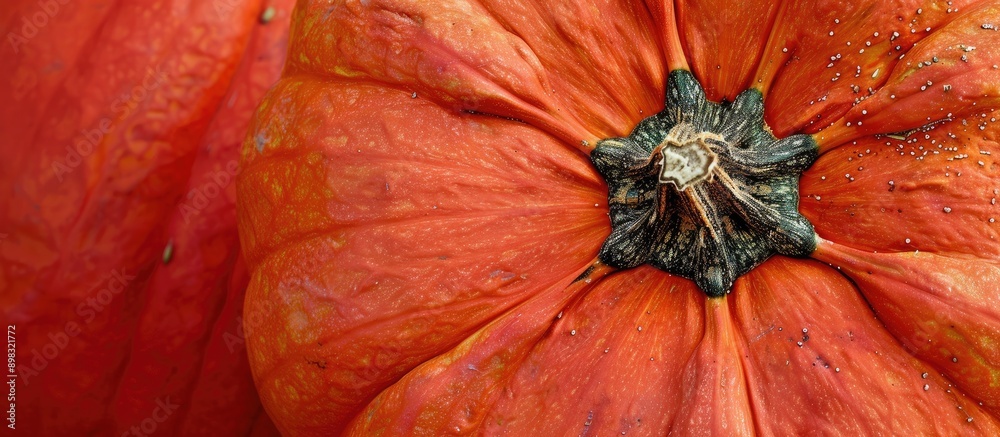 Poster top down view of an autumn pumpkin ideal for a copy space image