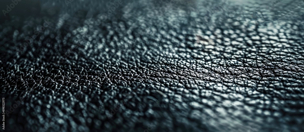 Aufkleber close up image of a textured black leather surface with blurred background selective focus on the le