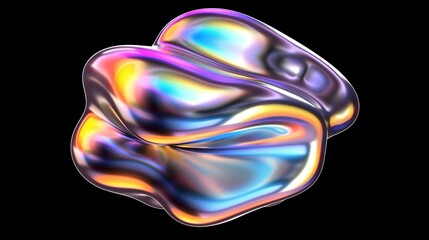 Abstract holographic liquid form reflecting iridescent colors
