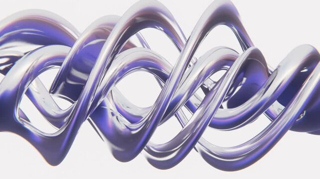 Abstract 3d trendy curve metallic liquid shiny chrometype steel twist spiral surreal fractal light theme sky reflection silver monochrome infinite loop animation 4K 30 fps