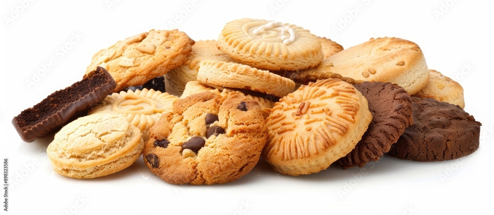 Aufkleber Assortment of biscuits for dessert snacking or breakfast isolated on a white background providing copy space image