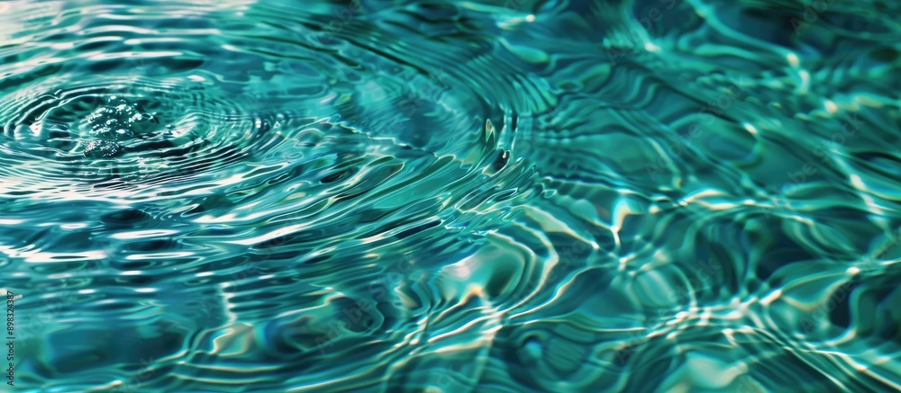 Poster Close up of water creating circles against a turquoise backdrop ideal for text Copy space image available