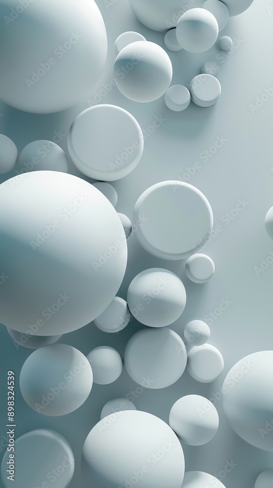 Poster A close up of many white spheres arranged in a pattern