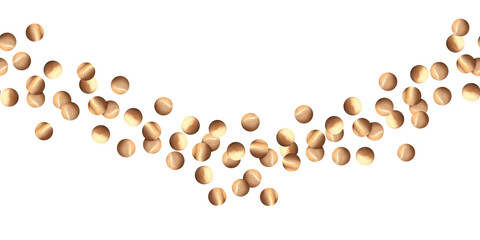 Golden confetti. Watercolor illustration. Seamless pattern of shining glitters. Festive ornament made of scattered round sparkles. New Year background, invitations, textiles, packaging, label