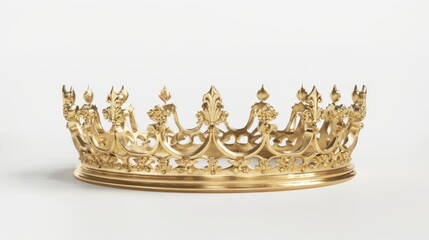 Crown Isolated. 3D Rendering of Gold Crown Symbolizing Nobility and Glory