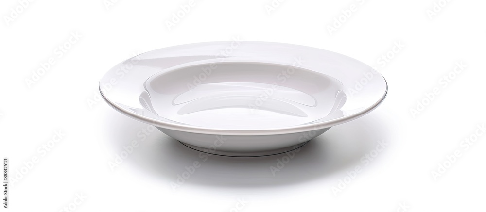 Leinwandbilder ceramic plate with empty white center on white backdrop with clipping path for copy space image