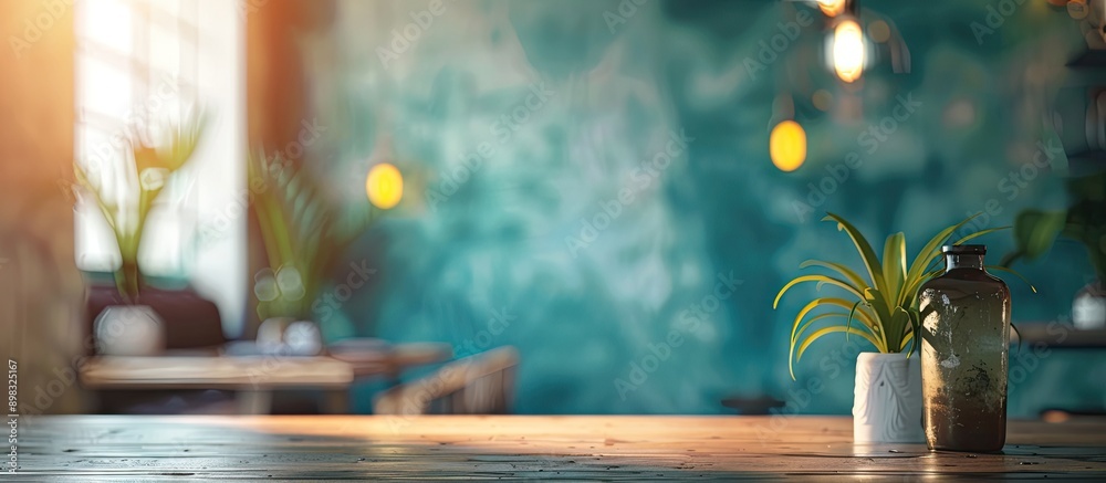 Poster Blurry background of an interesting interior with copy space image