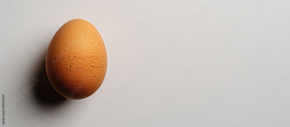 Poster A brown egg displayed on a simple white backdrop in a copy space image