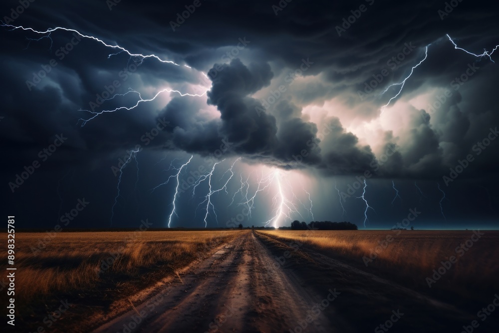 Wall mural thunderstorm lightning outdoors nature.