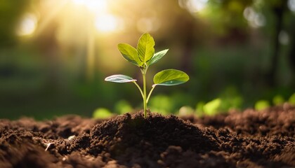 Nature's Promise: Young Seedling in a Lush Garden Environment"