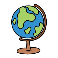 Hand drawn cartoon globe sphere on a white background.