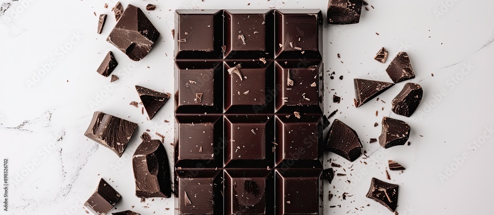 Aufkleber black chocolate bar displayed against a white background with copy space image