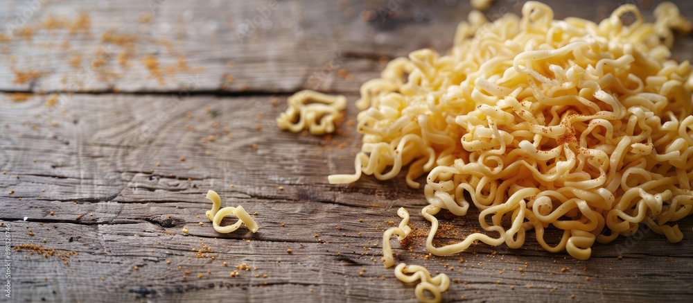 Aufkleber a close up of spicy instant noodle paste on a wooden surface as a copy space image ready for consump