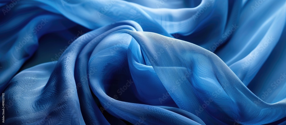 Leinwandbilder abstract blue silk chiffon fabric with an artistic denim silk taffeta color layout on a background t