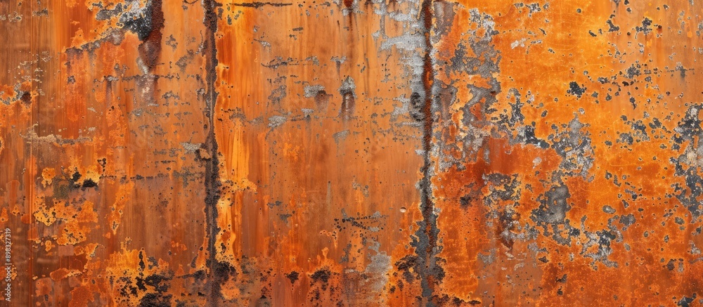 Leinwandbilder An aged orange galvanized sheet featuring rust rough texture decay and a lovely pattern perfect for adding text or images with its empty copy space