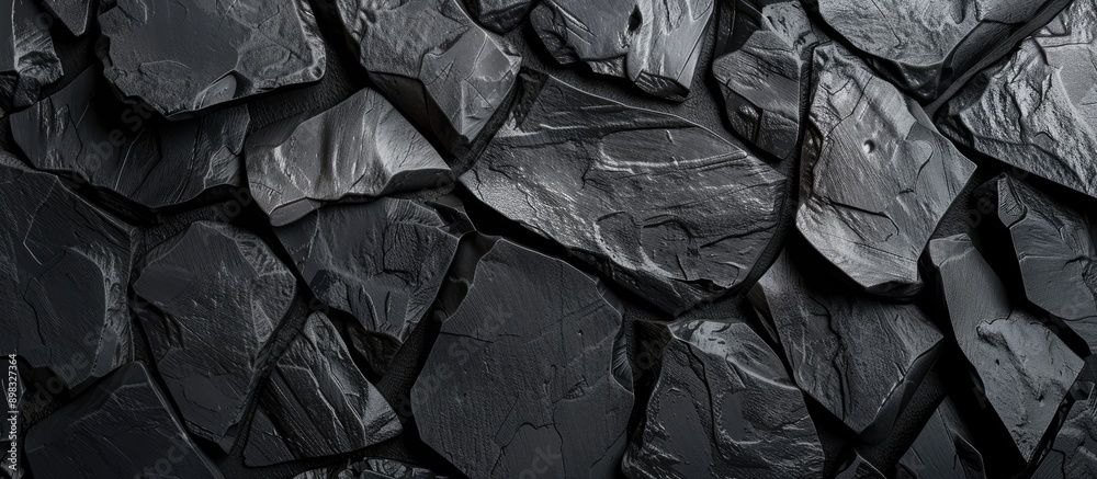 Leinwandbilder Abstract black background with stone elements perfect for adding text or graphics with copy space image