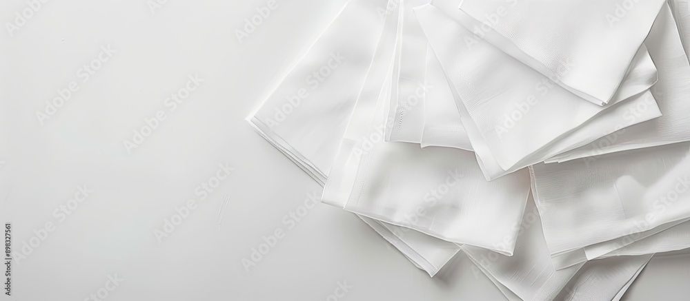 Poster Arrange white napkins on a blank background for a copy space image