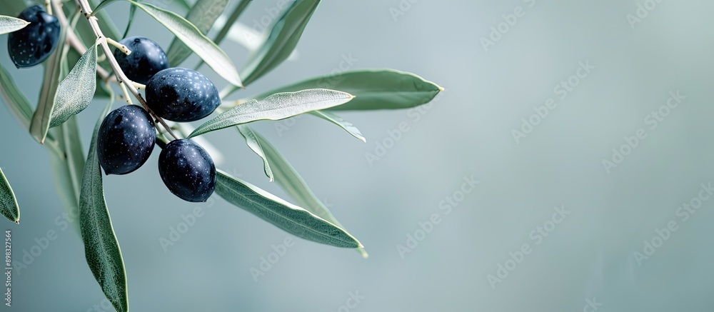 Poster With copy space image a black olive on a branch contrasts beautifully against the background for your text placement