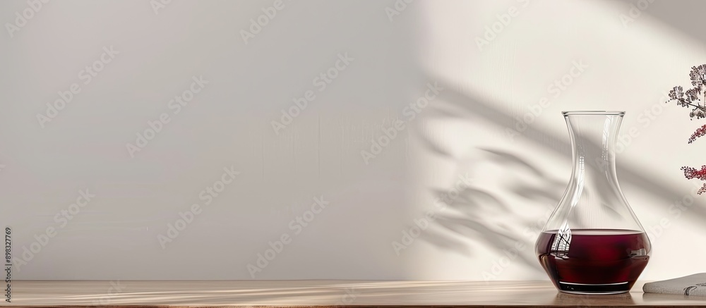 Poster A carafe of red wine sits on the table with an empty space for text or images next to it. Creative banner. Copyspace image