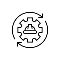 Work in progress outline icons, minimalist vector illustration ,simple transparent graphic element .Isolated on white background