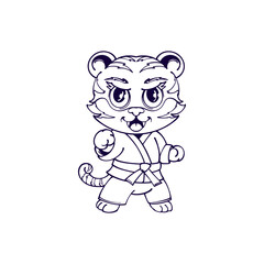 cute tiger practicing martial arts