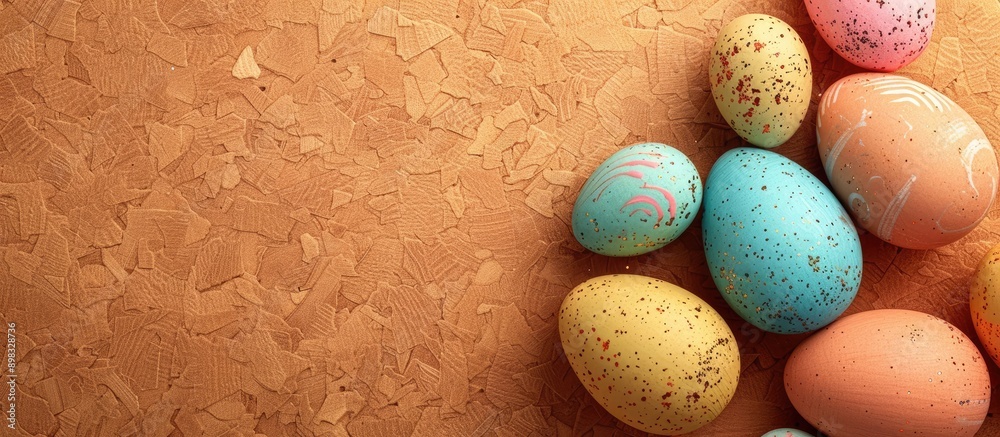Poster cork background with easter egg copy space image