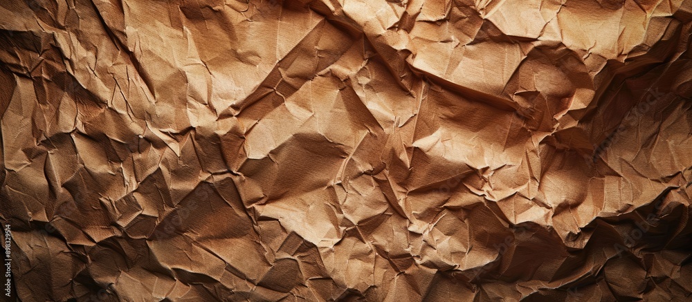 Poster detailed closeup texture of brown wrinkled paper with copy space image