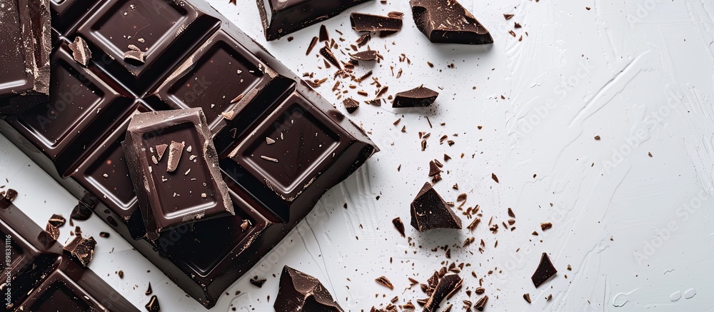 Aufkleber Black chocolate bar displayed against a white background with copy space image