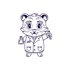 cute tiger scientist
