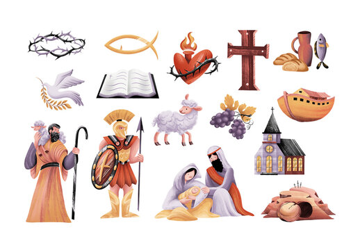 Christianity Illustration Pack for Bible Story, Church Sunday School & Nativity Play Clipart Graphics