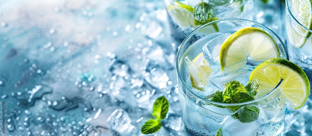 Aufkleber delicious and refreshing water served chilled with a clean copy space image