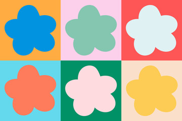 Pop art pattern with colorful hand drawn daisies. Y2k trendy checkerboard with flowers in square. Bright vintage background