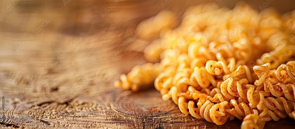 Aufkleber a close up of spicy instant noodle paste on a wooden surface as a copy space image ready for consump