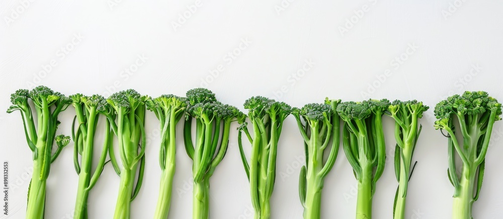 Poster Broccolini arranged on white background for copy space image