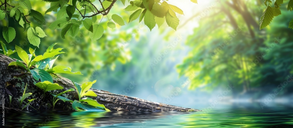 Poster copy space image with a beautiful natural backdrop ideal for product displays online ads and nature 