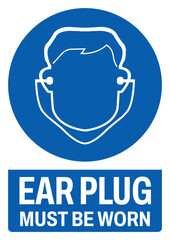 ISO mandatory safety signs v2 tex variation_ear plug must be worn size a4/a3/a2/a1	
