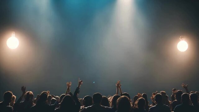 Illuminated Stage_ Blue Vector Spotlight and Smoke Atmosphere