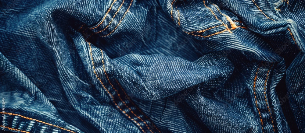 Poster denim jeans background with a blue color scheme showcasing a detailed texture of the denim fabric id