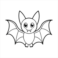 COLORING BOOK BIG EYES BAT VECTOR