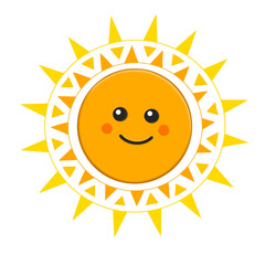 modern cute geometric seamless pattern with sun. Funny sunshine illustration. Smiling suns in square shapes.