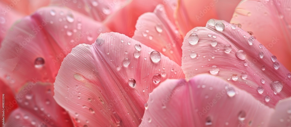 Aufkleber close up image of pink tulip petals with water droplets on a natural background providing ample copy