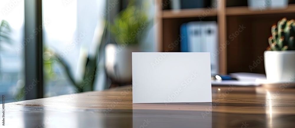 Aufkleber business card placed on a desk with copy space image